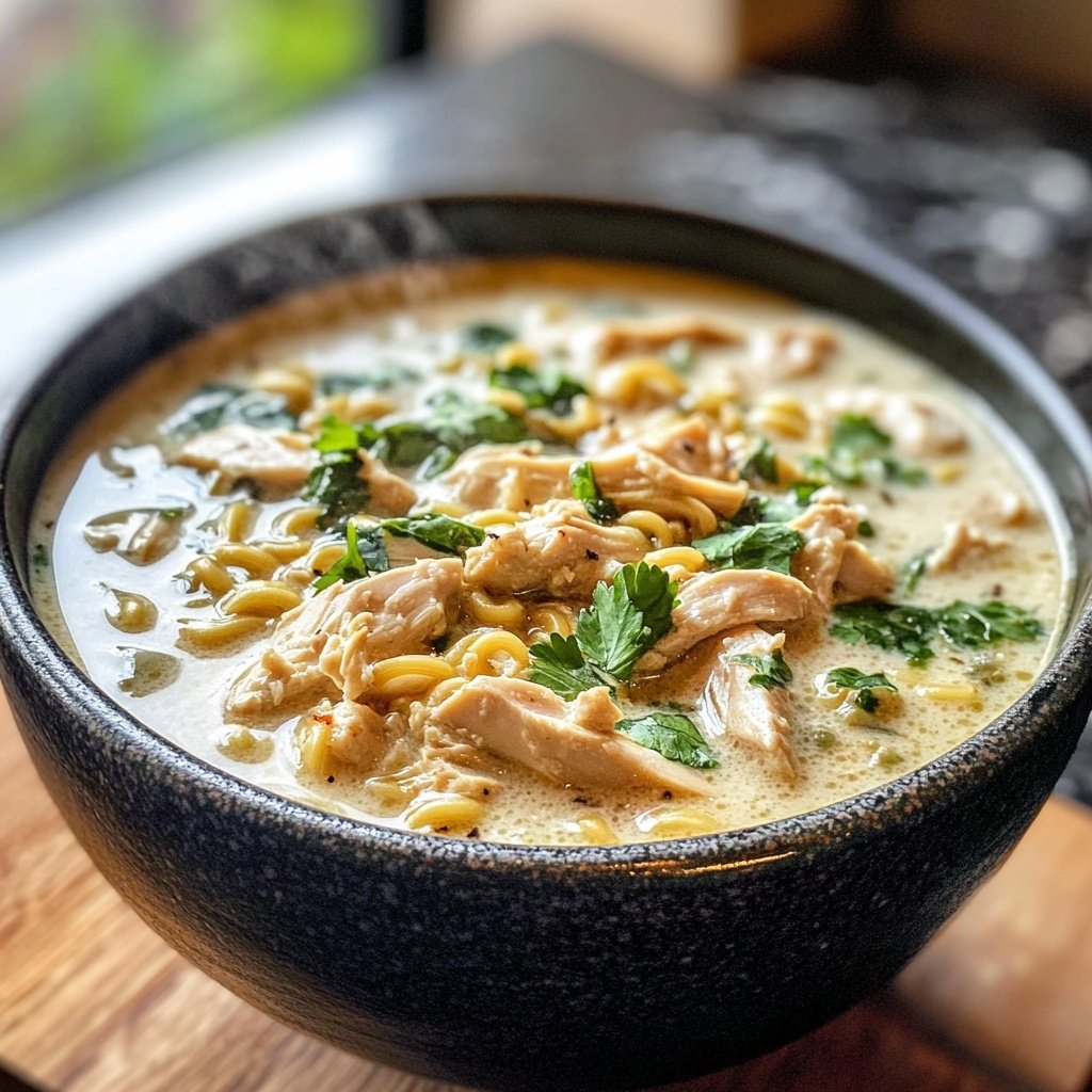 Creamy Chicken Soup with Coconut Milk & Ramen