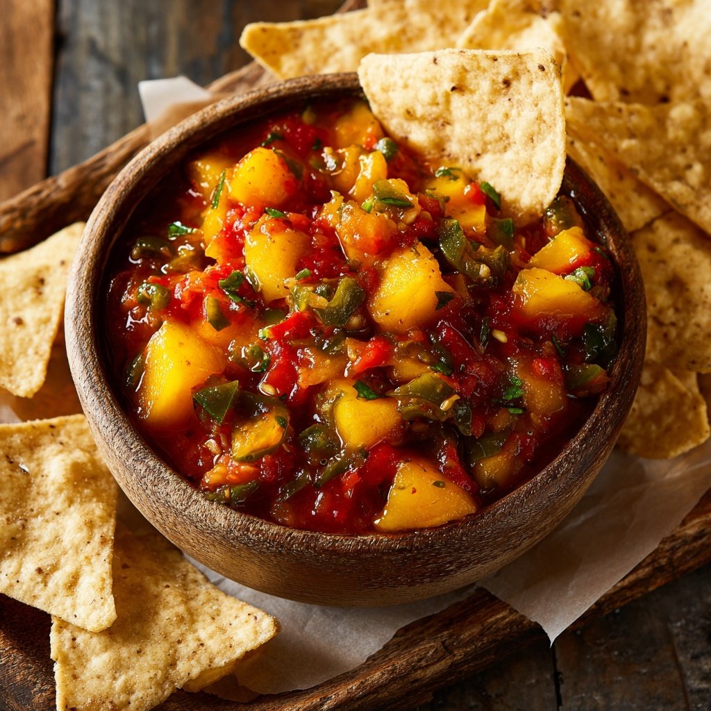 Peach Jalapeño Salsa with Tortilla Chips