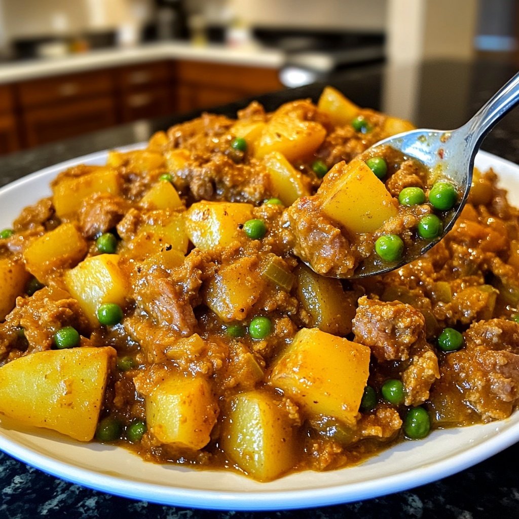Lamb Keema with Potatoes and Peas