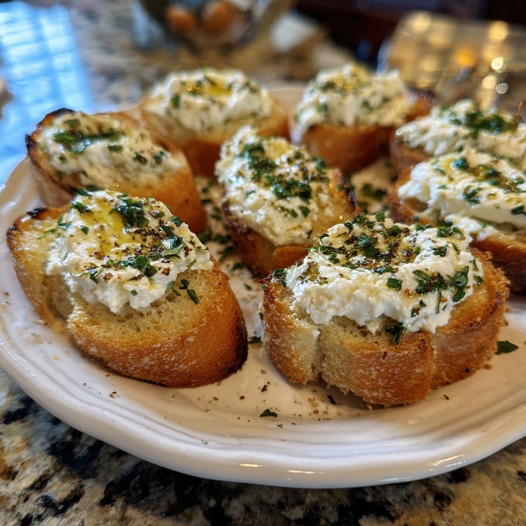 Herbed Goat Cheese Crostini Bites