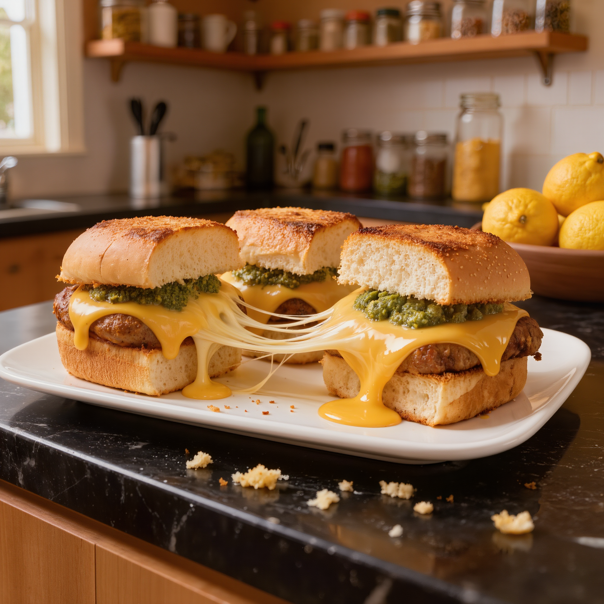 Grilled Cheese Sliders with Pesto