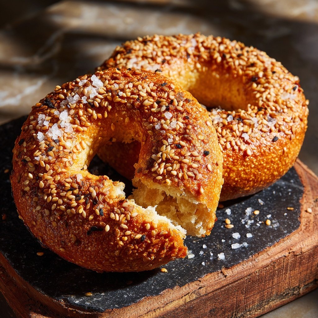 Protein Bagels with Sesame Seeds Crispy