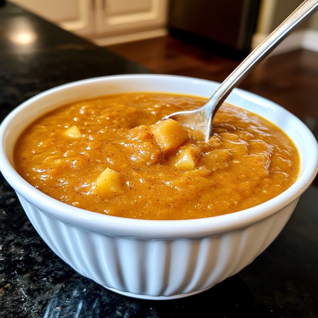 Pumpkin Apple Soup with Ginger and Cream