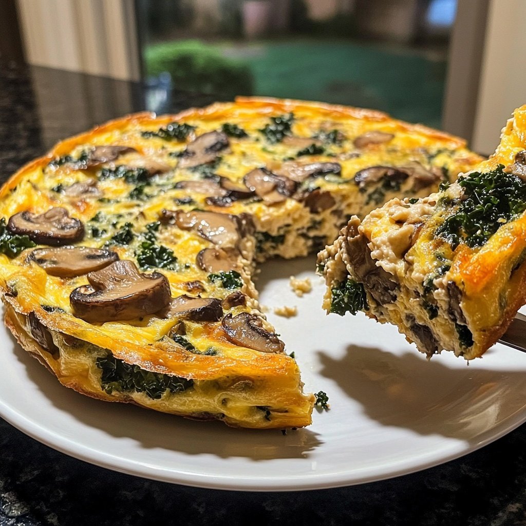 Mushroom Frittata with Asiago and Kale