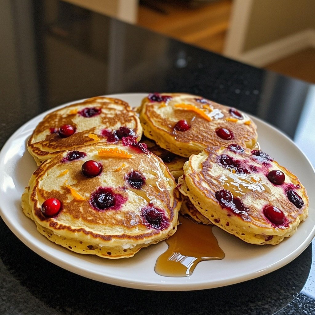 Fluffy Cranberry Orange Ricotta Pancakes