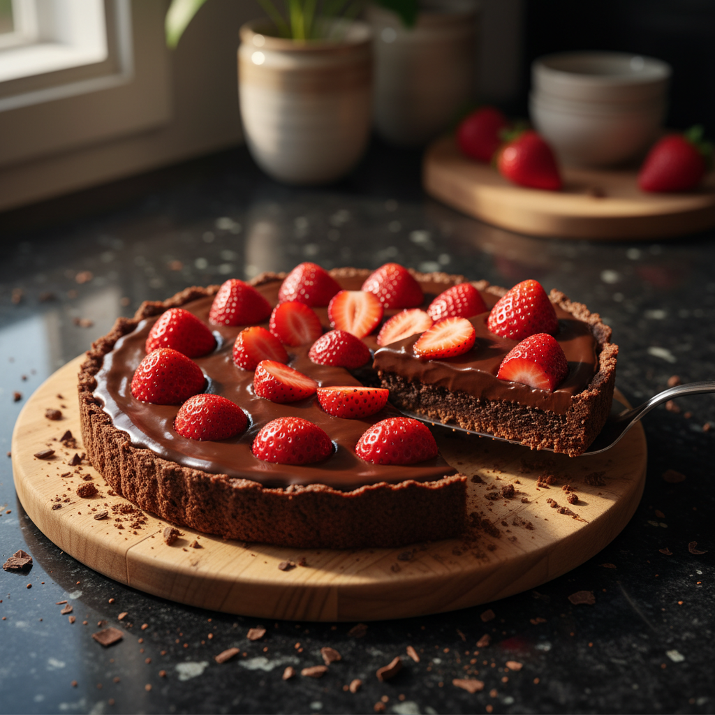 Chocolate Strawberry Tart with Whipped Cream