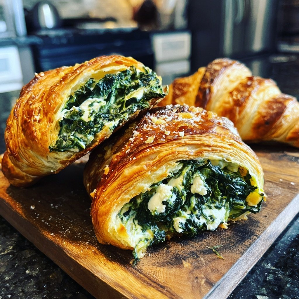 Spinach and Feta Stuffed Croissants