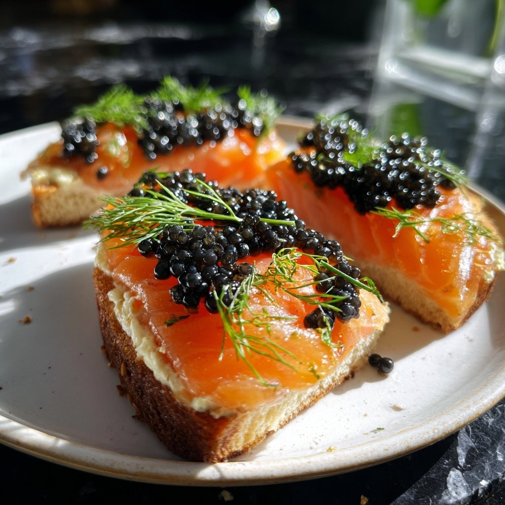 Salmon with Caviar and Dill