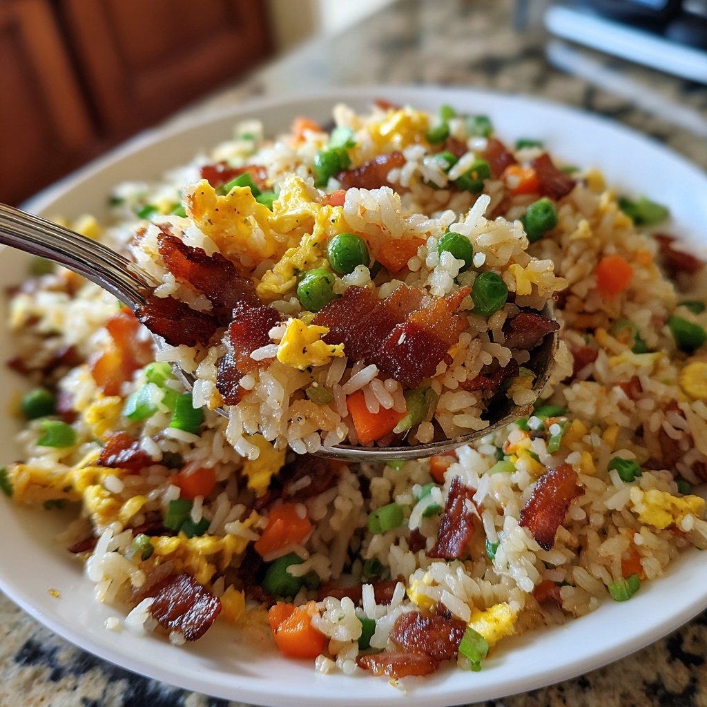 Breakfast Fried Rice with Bacon and Veggies​