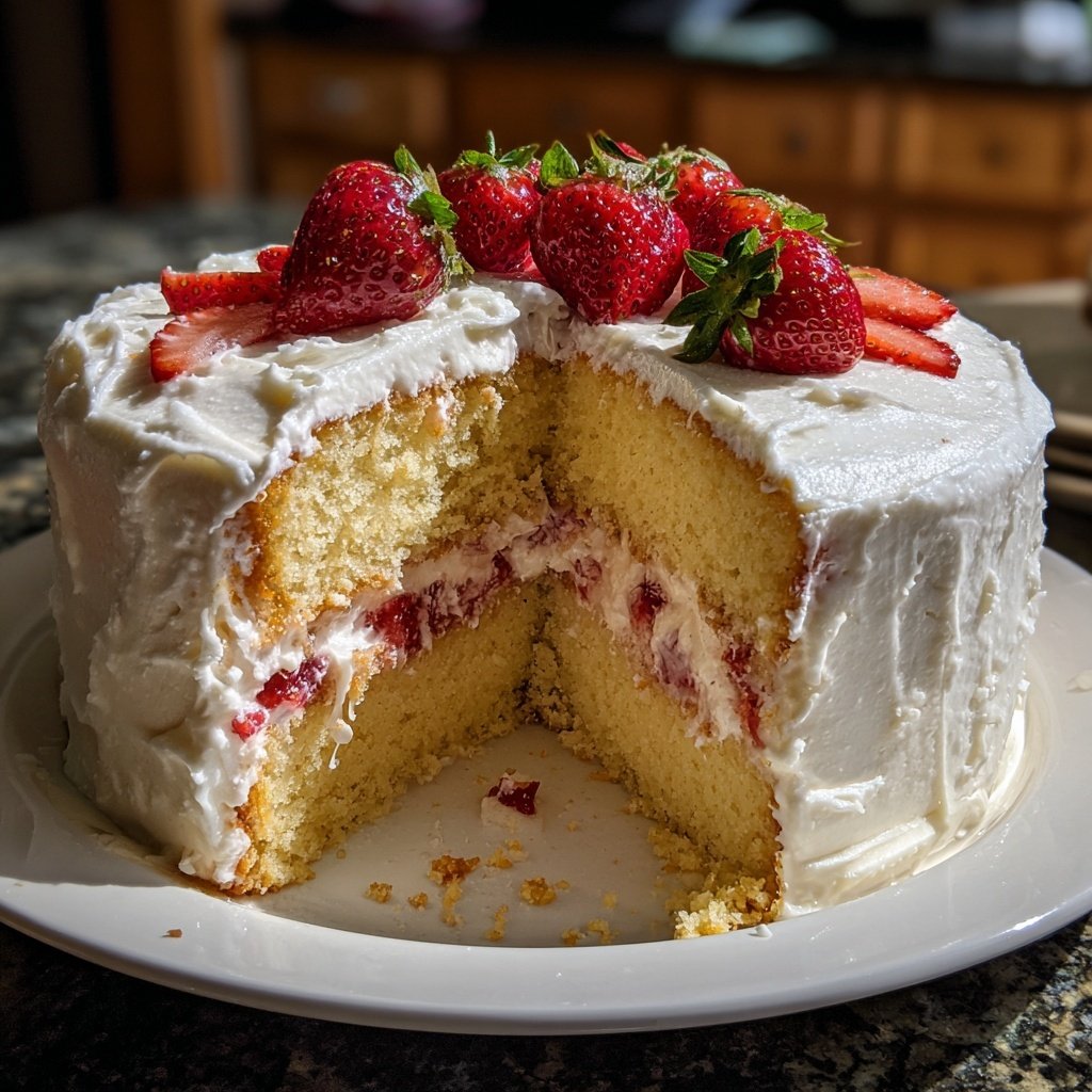 Soft & Fluffy Strawberry White Cake Recipe