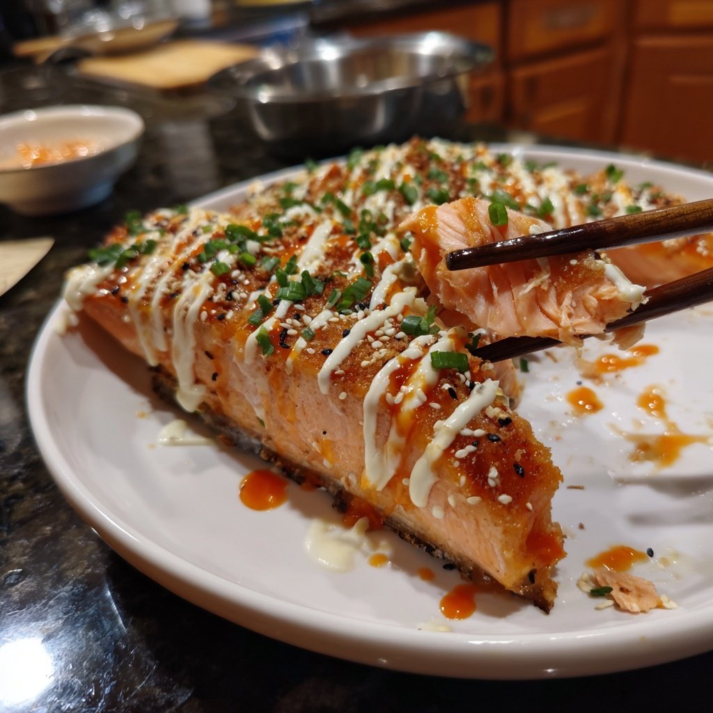 Bang Bang Salmon with Cucumber Salad