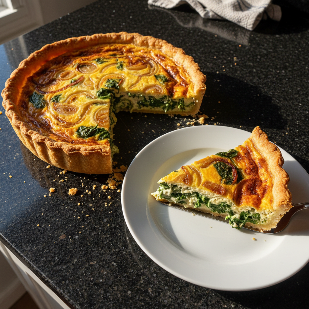 Caramelized Onion and Spinach Quiche