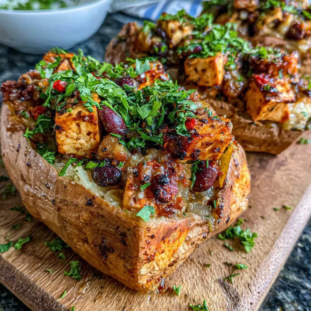 Tofu Stuffed Sweet Potatoes