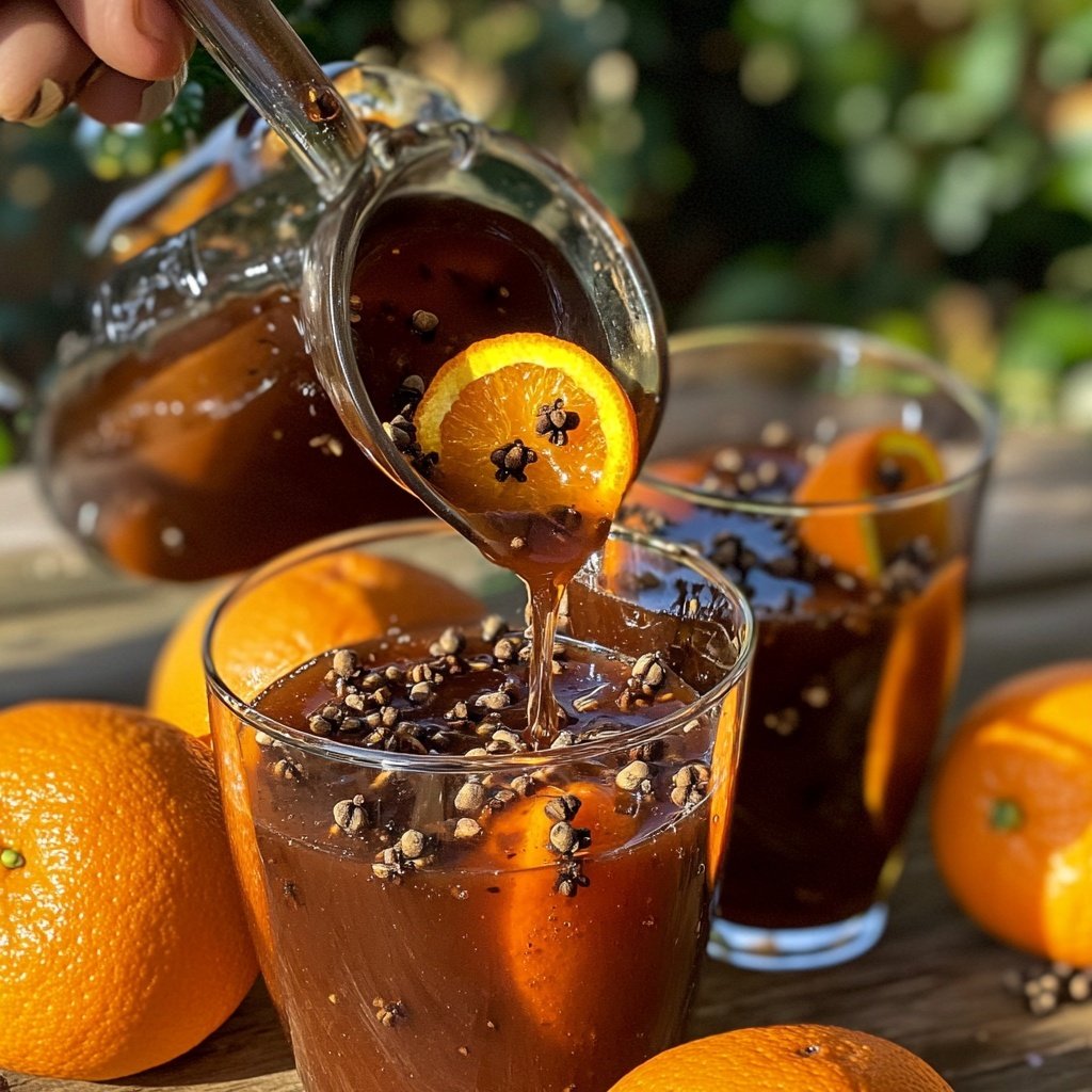 Spiced Mulled Wine Punch with Oranges and Cloves