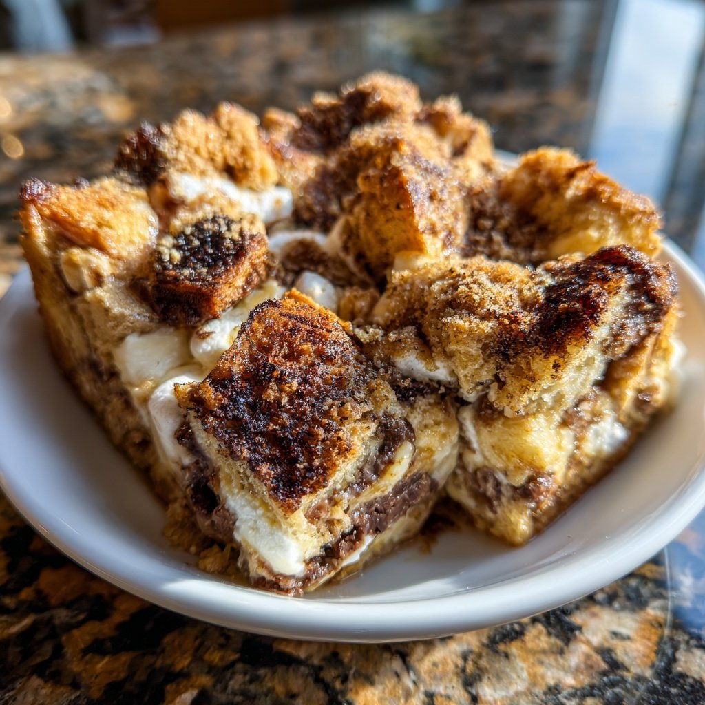 S'mores Banana Bread Pudding