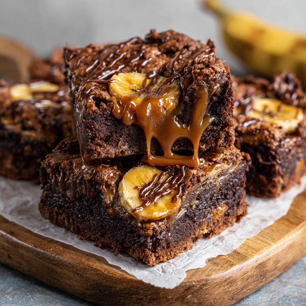 Chocolate Caramel Banana Brownies