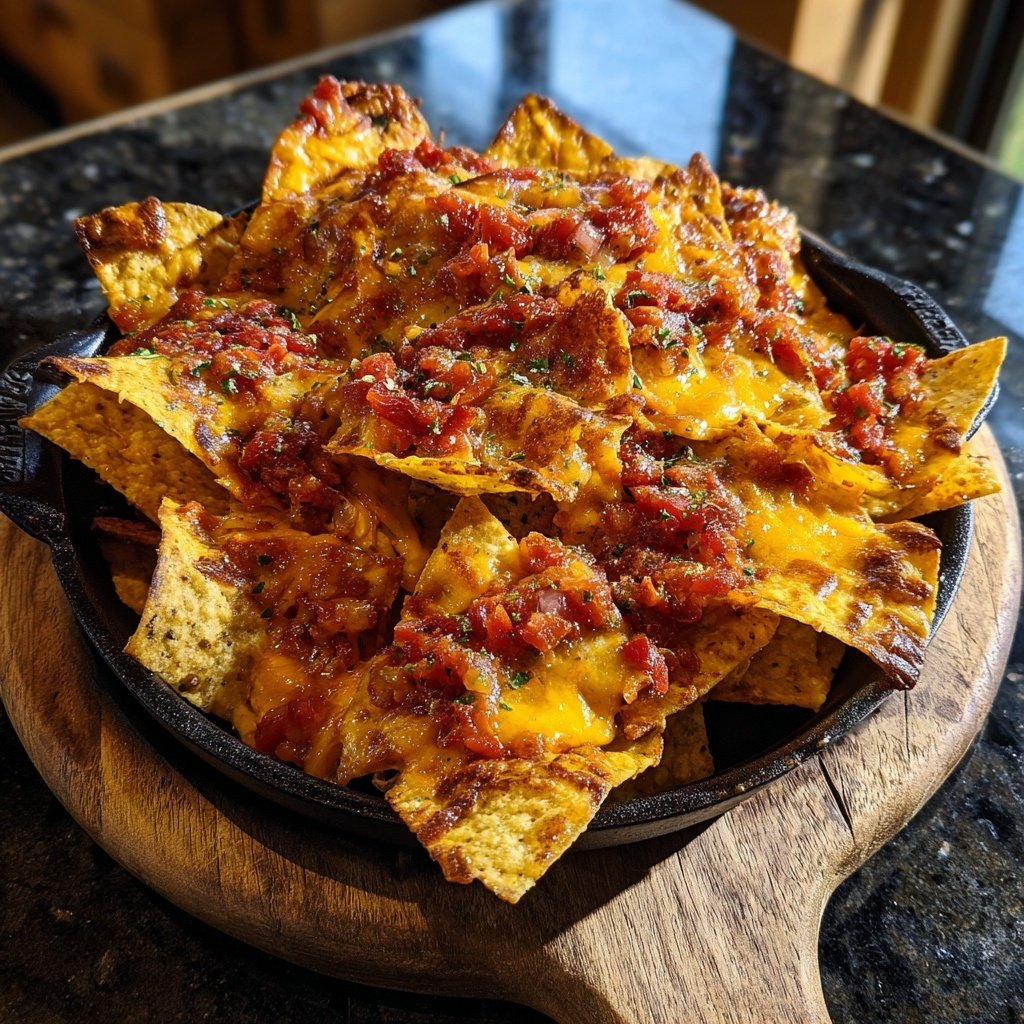 Baked Nachos with Salsa and Queso