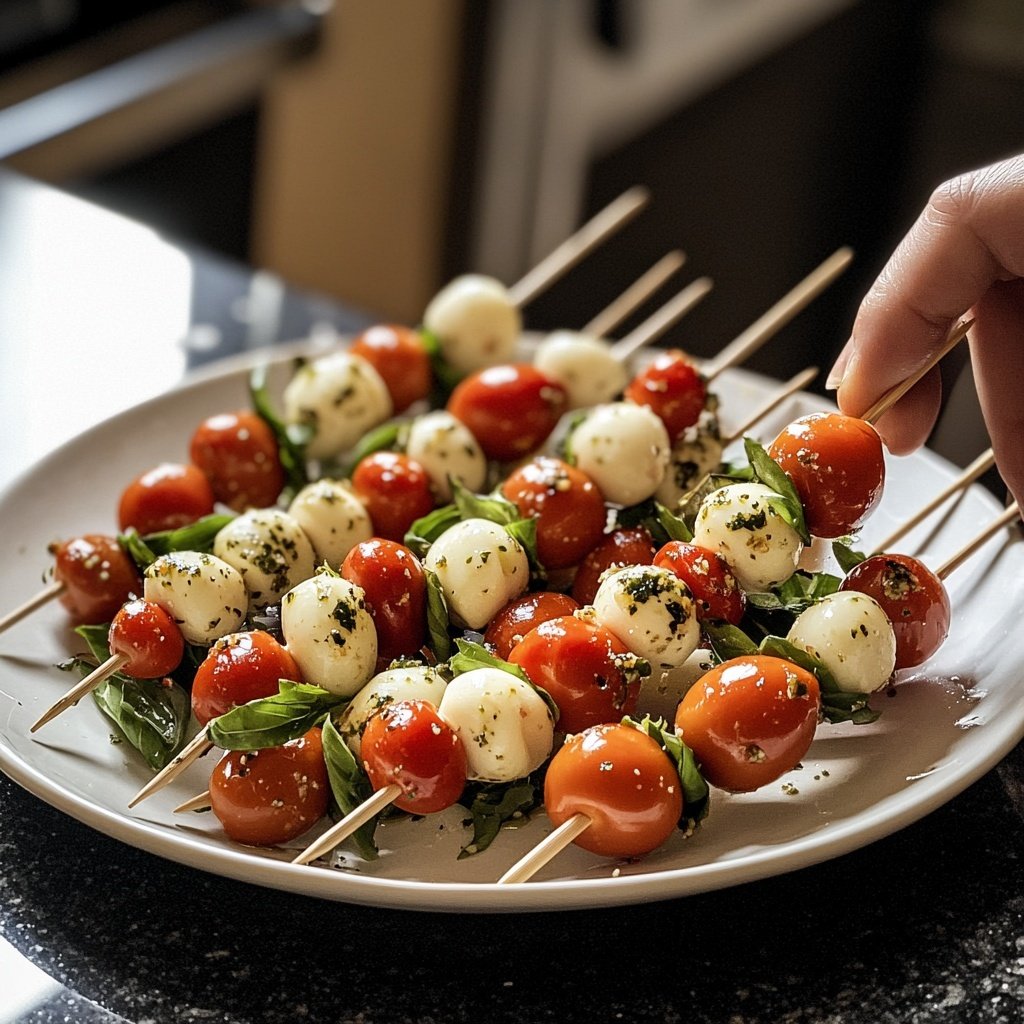 Simple Caprese Cherry Tomato Skewers