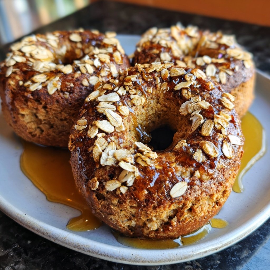 Protein Bagels with Honey Oat Topping